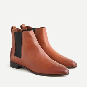 J. Crew Pull-On Leather Ankle Chelsea Boots Almond Toe Brown Womens Size 8